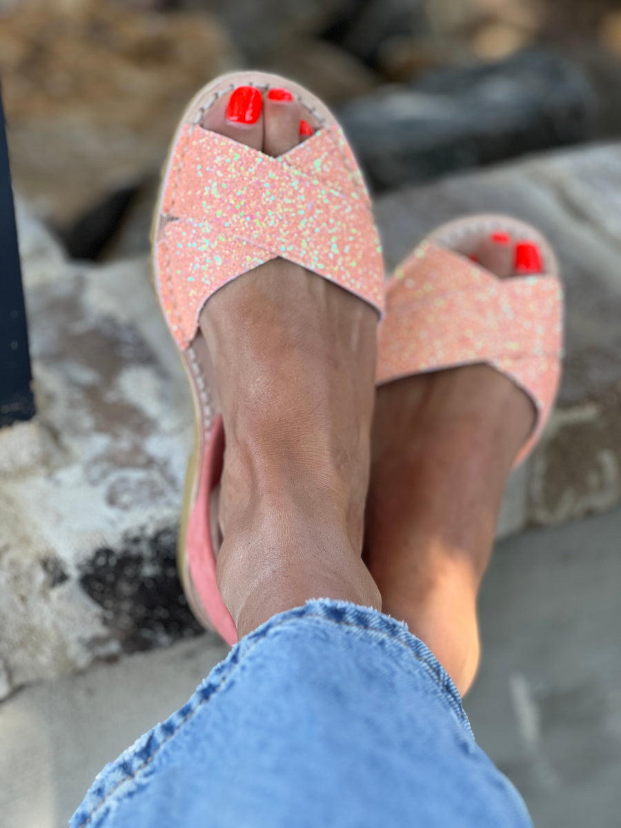 Peachy Glitter Peeptoe