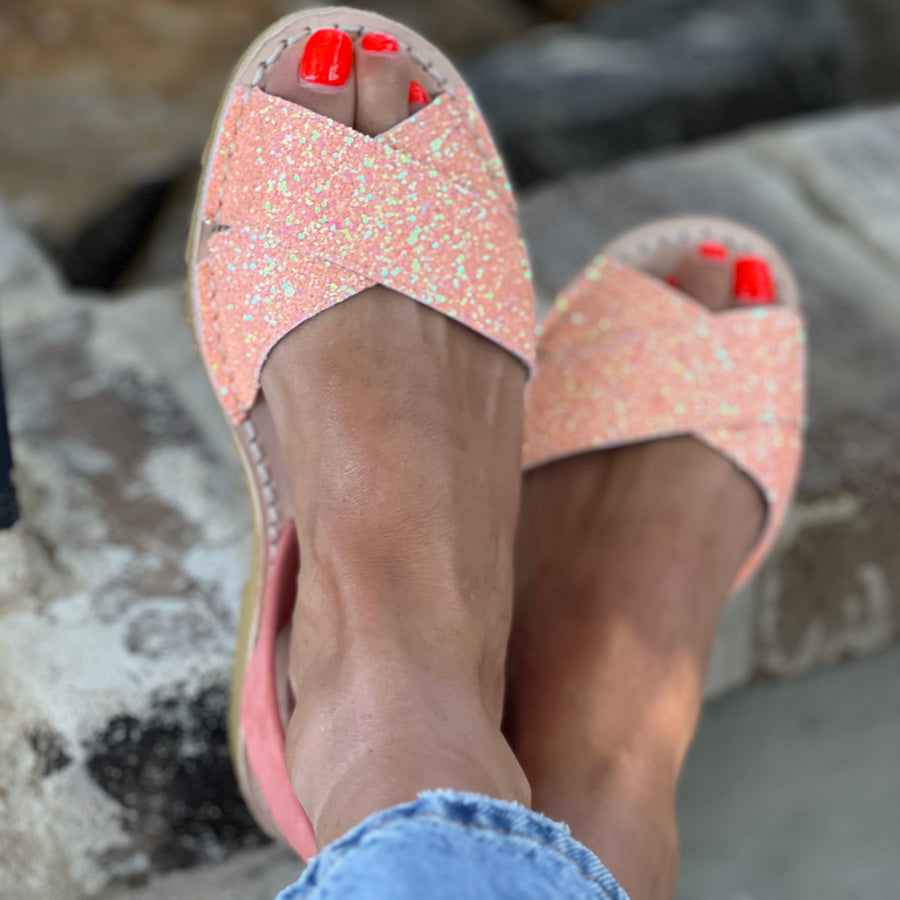 Peachy Glitter Peeptoe