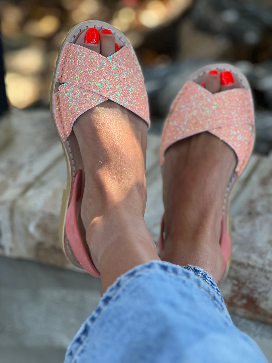 Peachy Glitter Peeptoe
