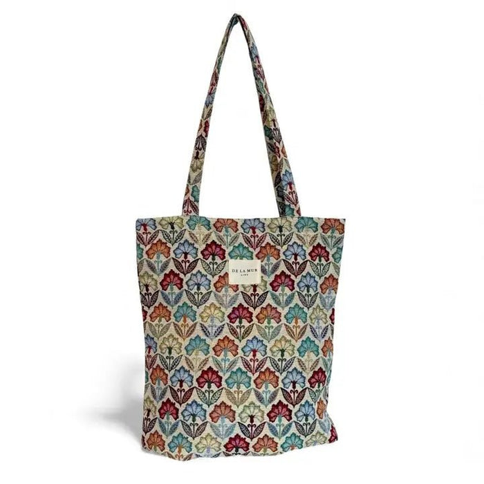 Floral patterned tote bag on a white background