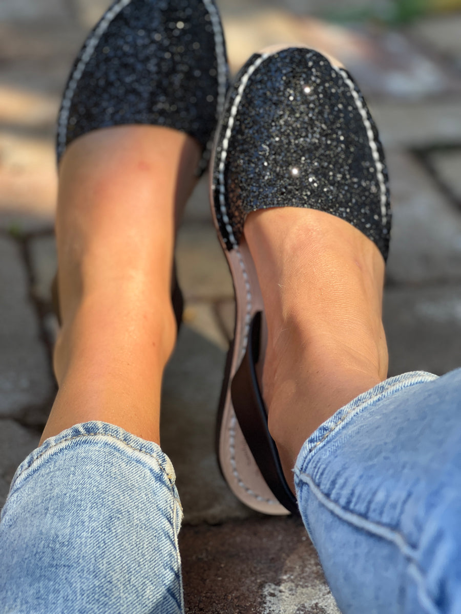 Black Glitter Avarca
